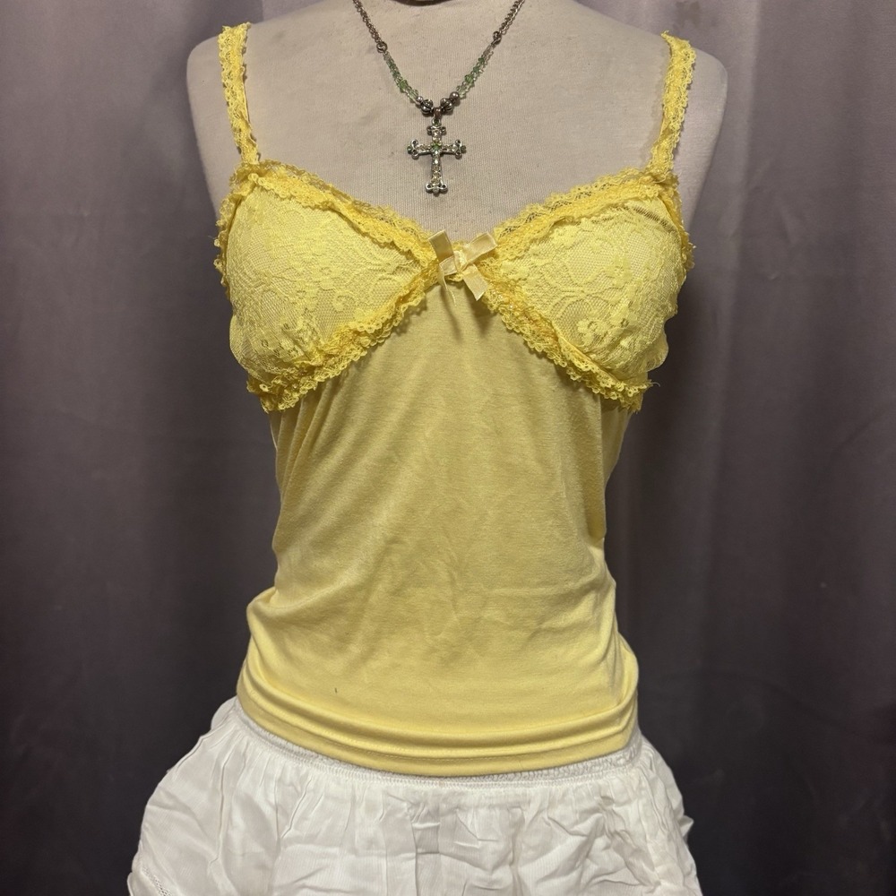 Liz Lisa Lace Ribbon Cami top Yellow Gyaru Dollette Whimsical Top Size Small